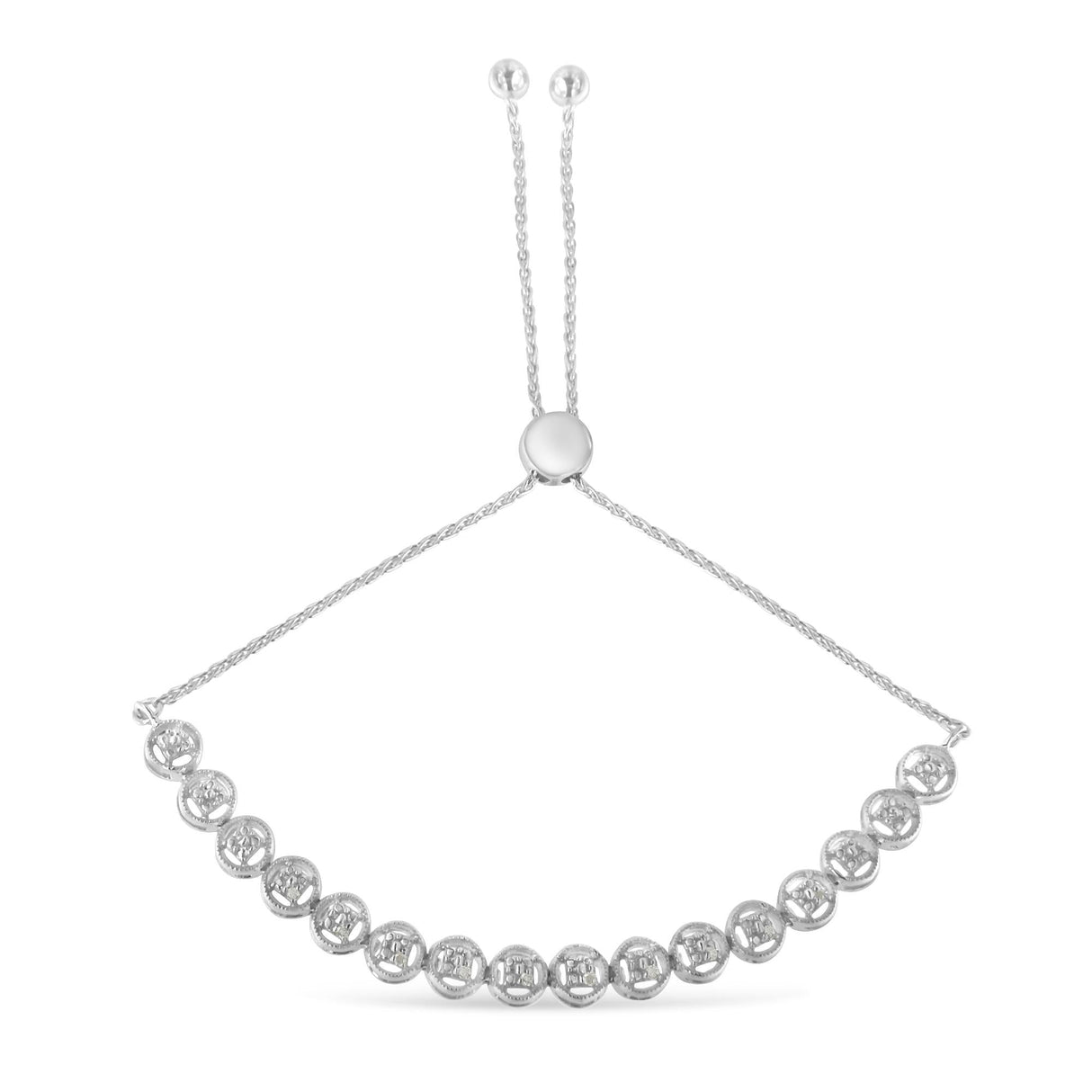 Sterling Silver Diamond Bolo Bracelet (0.1 cttw, I-J Color, I3 Clarity)