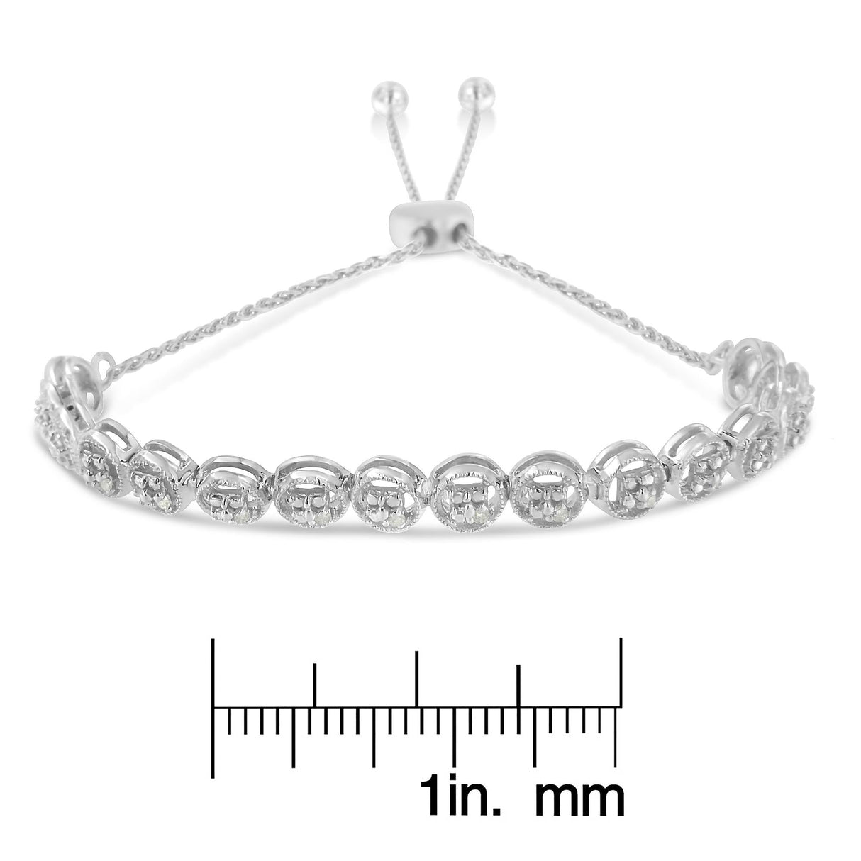 Sterling Silver Diamond Bolo Bracelet (0.1 cttw, I-J Color, I3 Clarity)