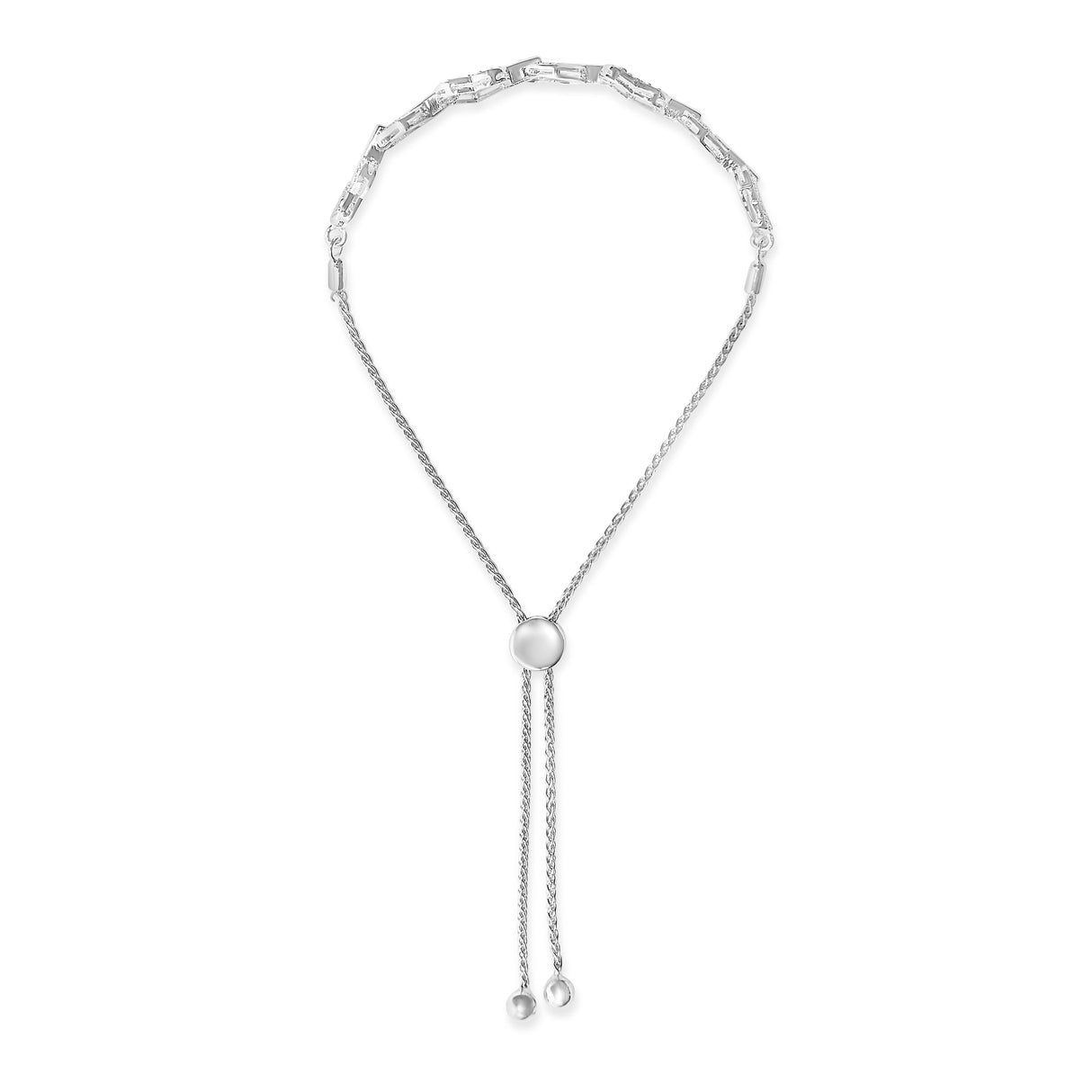 .925 Sterling Silver 1/2 Cttw Diamond Alternating Heart Link Adjustable Bolo Bracelet (I-J Color, I3 Clarity) - 4" to 10" Inches