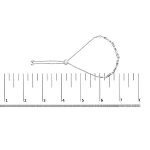 .925 Sterling Silver 1/2 Cttw Diamond Alternating Heart Link Adjustable Bolo Bracelet (I-J Color, I3 Clarity) - 4" to 10" Inches