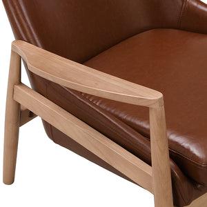 U-Can PU Leather Accent Chair Set of 2 Mid-Century Modern Armchair with Solid Wood Frame