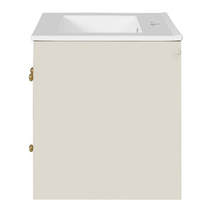 Wall-Mounted Bathroom Vanity Set With Sink, 2 Drawers And Soft-Close Door