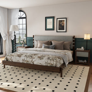 Modern King Bed Frame Set with 2 Nightstands