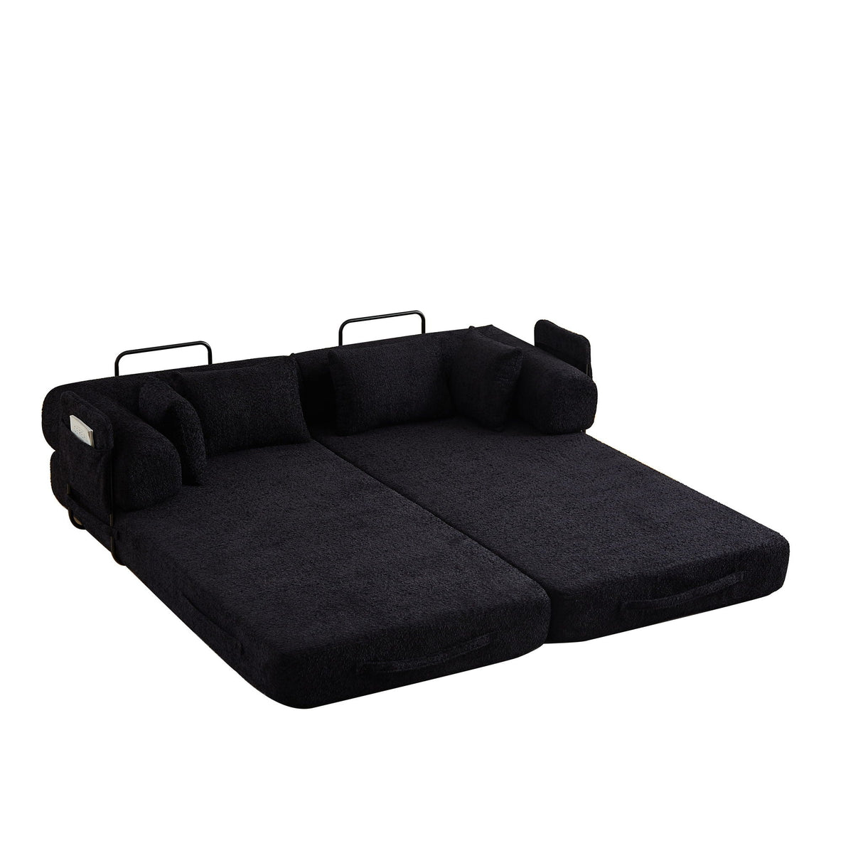 Convertible Sleeper Sofa Bed With Cylindrical Pillow
