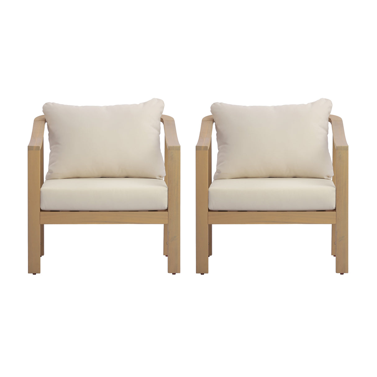 Acacia Wood Patio Furniture Club Chair Set of 2