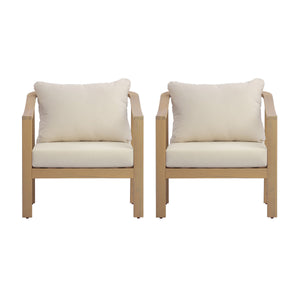 Acacia Wood Patio Furniture Club Chair Set of 2