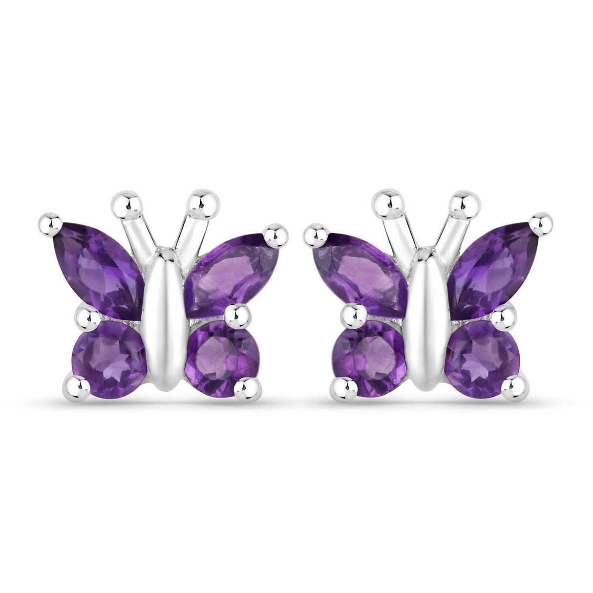 1.00 Carat Genuine Amethyst .925 Sterling Silver Earrings