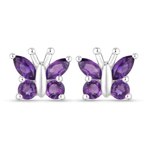 1.00 Carat Genuine Amethyst .925 Sterling Silver Earrings