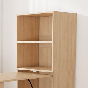 Stretchable Office Desk With Storage Shelves And Mobile Wheels
