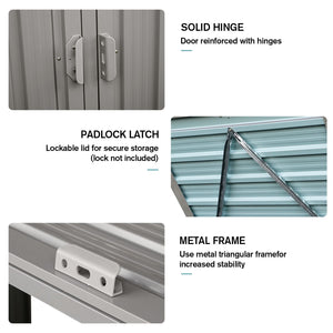 Garbage Bin Shed Stores 2 Trash Cans Metal Outdoor Bin Shed For Garbage Storage, Stainless Galvanized Steel, Bin Shed For Garden Yard Lawn