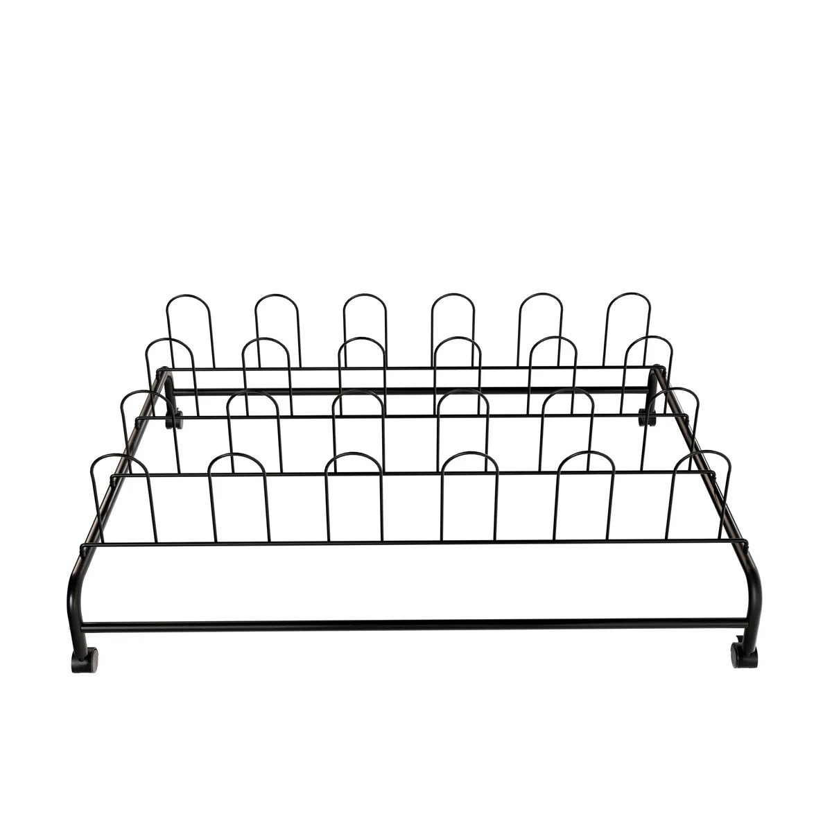Glossy Black UTB Rolling Shoe Rack - Stores Up to 12 Shoes