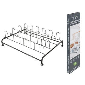 Glossy Black UTB Rolling Shoe Rack - Stores Up to 12 Shoes