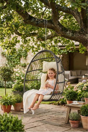 Outdoor Garden Rattan Egg Swing Chair Hanging Chair Wood