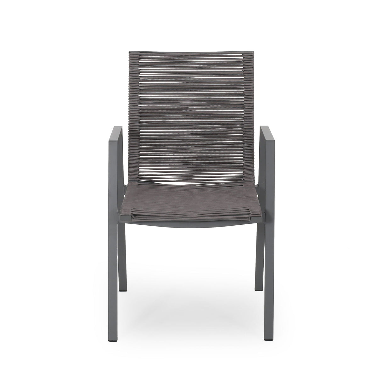 Outdoor Modern Aluminum Dining Chair Set With Rope Sea (Set of 2)