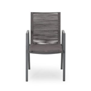 Outdoor Modern Aluminum Dining Chair Set With Rope Sea (Set of 2)