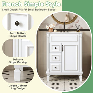 Bathroom Vanity With Sink, Compact Cabinet & 2 Drawers And Adjustable Shelf
