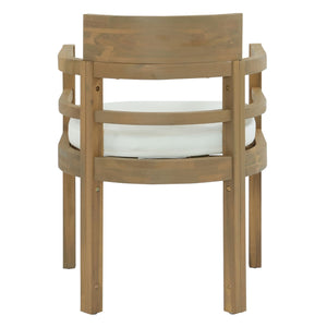 5 Piece Round Patio Table & Cushioned Armrest Chairs, Outdoor Dining Set With Umbrella Hole