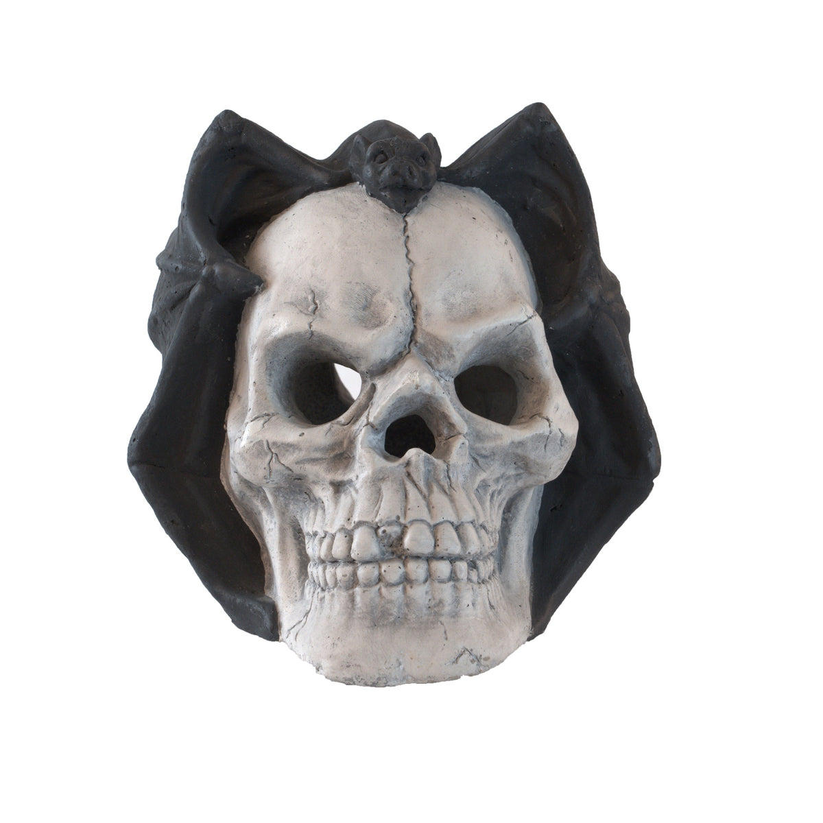 Magnesium Oxide Fire Pit Skull Wall Art Set with Hollow Flame Channel – Beige/Black