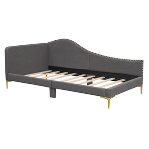 Upholstered Daybed With Headboard And Armrest, Support Legs