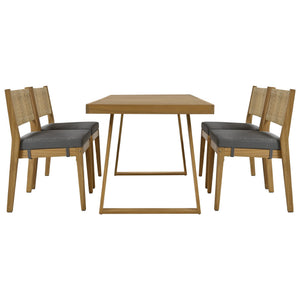 U_Style Multi-Person Outdoor Acacia Wood Dining Table and Chair Set