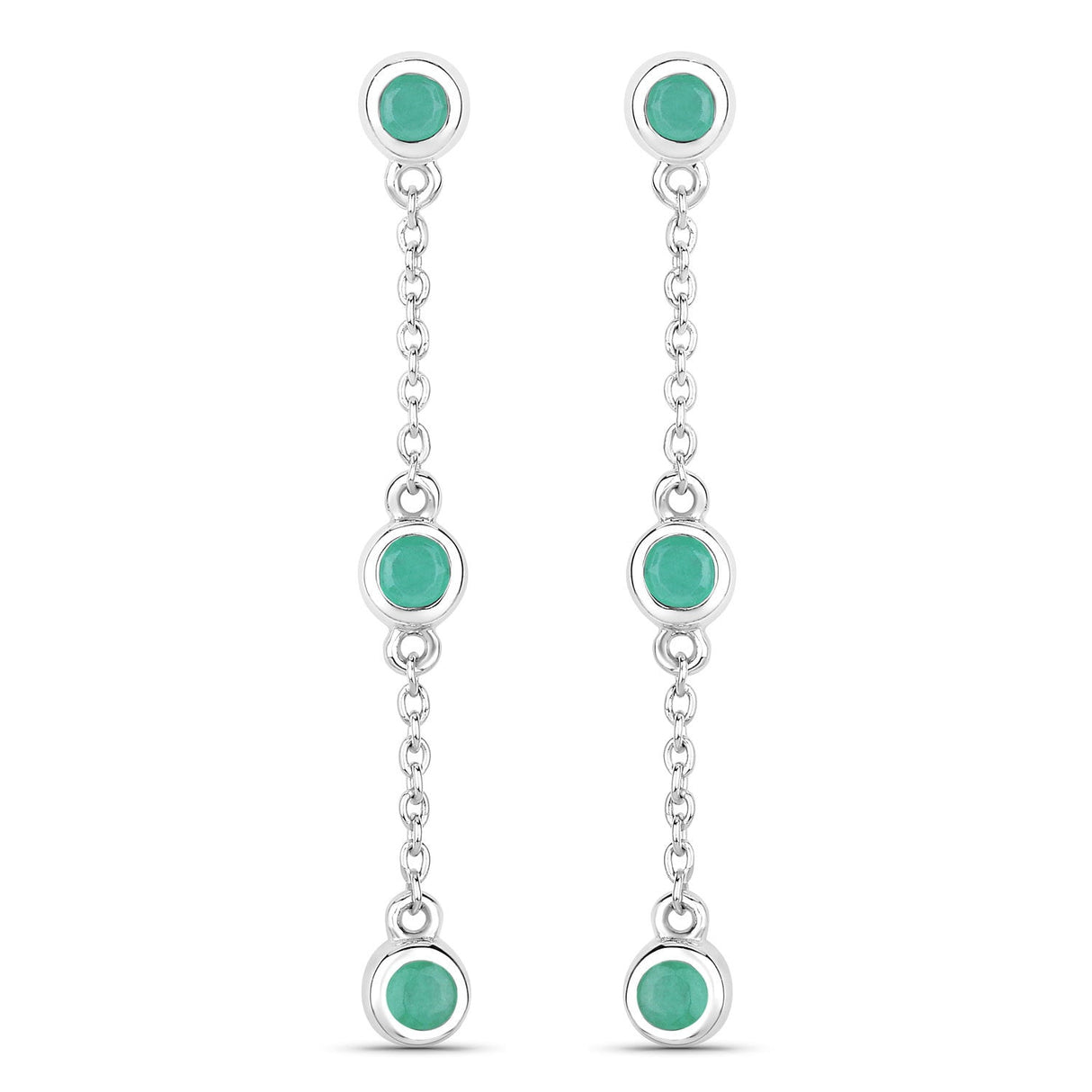 0.60 Carat Genuine Emerald .925 Sterling Silver Earrings
