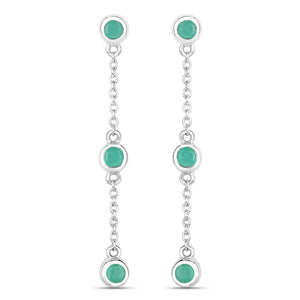 0.60 Carat Genuine Emerald .925 Sterling Silver Earrings