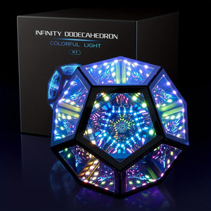 Infinity Mirror Light RGB Dodecahedron Lamp for Gaming Room & Desk Decor