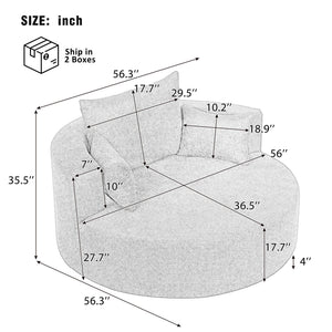 360° Swivel Accent Barrel Chair With 3 Removable Pillows For Living Room