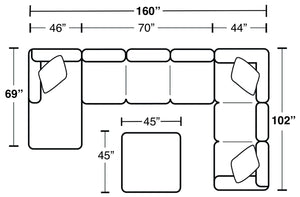 Royce - Sectional With Cocktail Ottoman