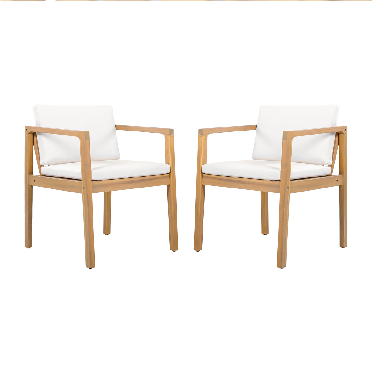 Outdoor Dining Chairs (Set of 2) with Acacia Wood Frame