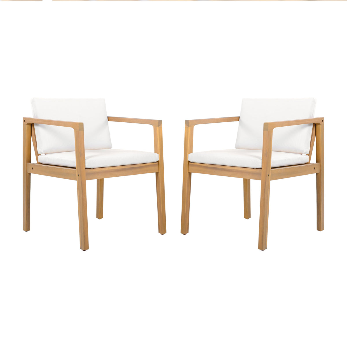 Outdoor Dining Chairs (Set of 2) with Acacia Wood Frame