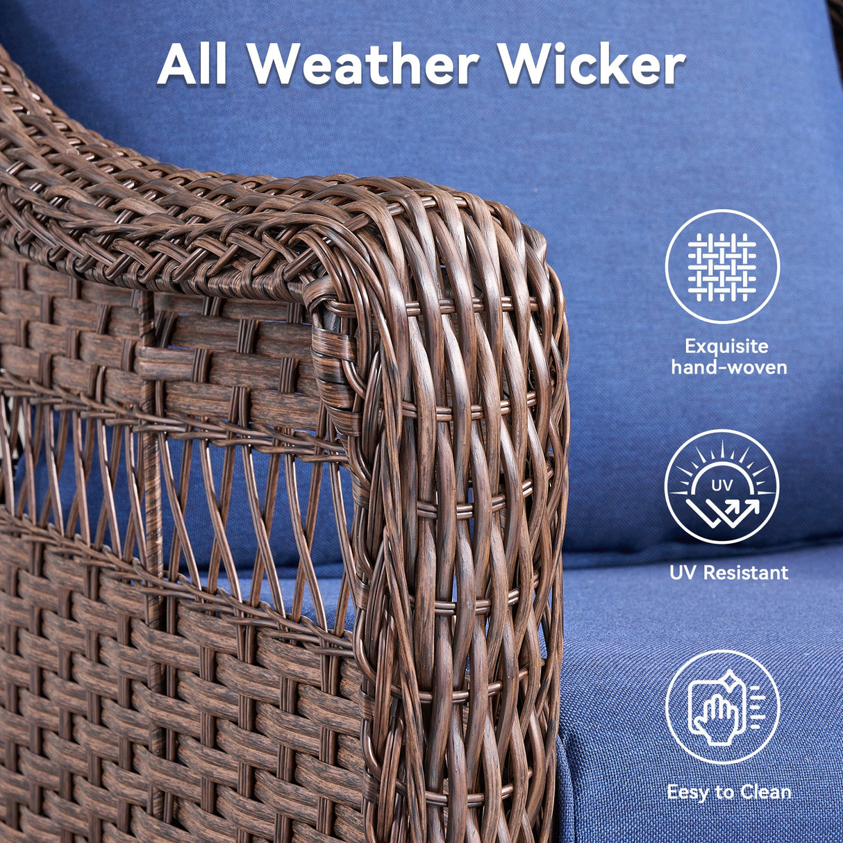 Outdoor Swivel Rocking Wicker Chairs Set of 2