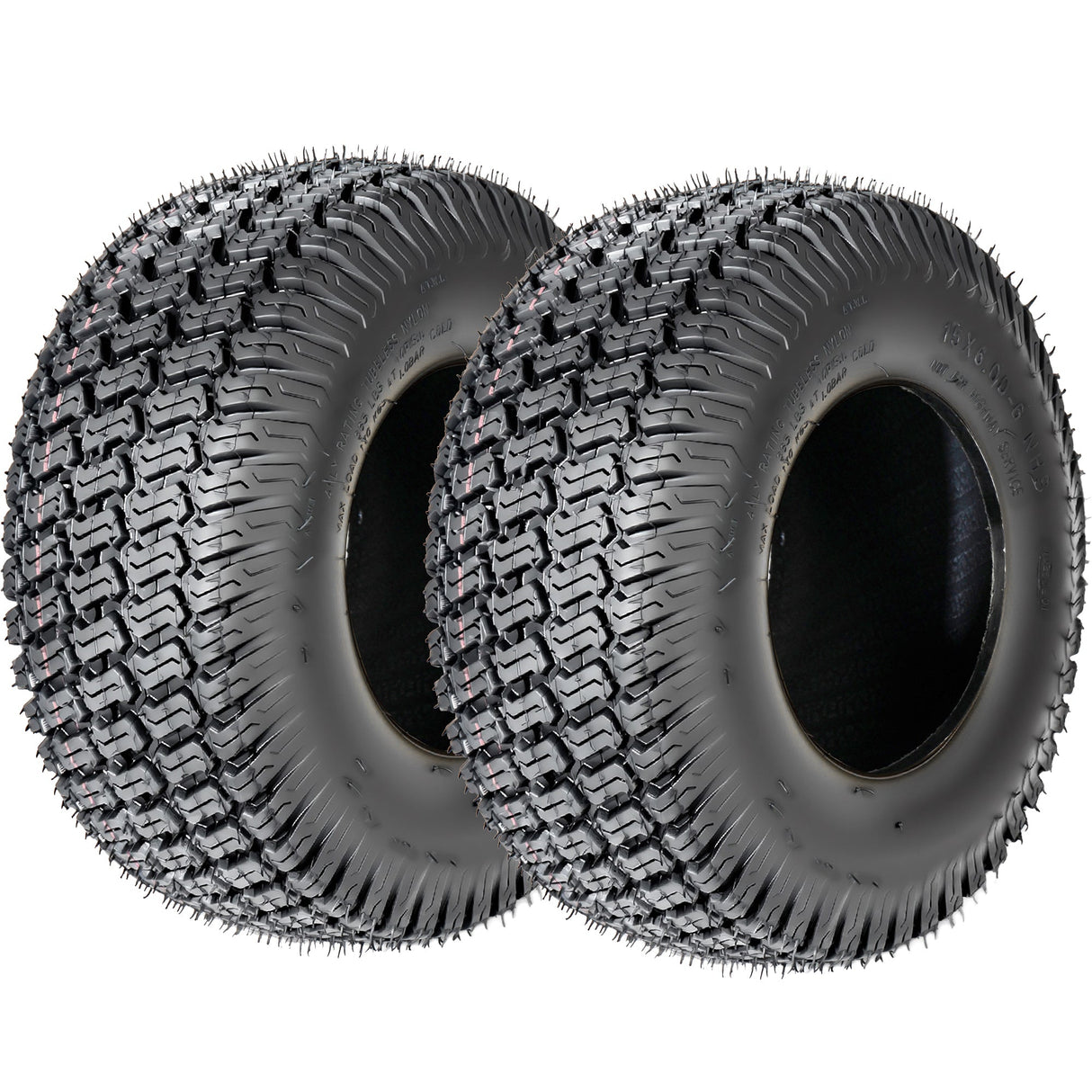 Set of 2 15x6.00-6 Lawn Mower Tires
