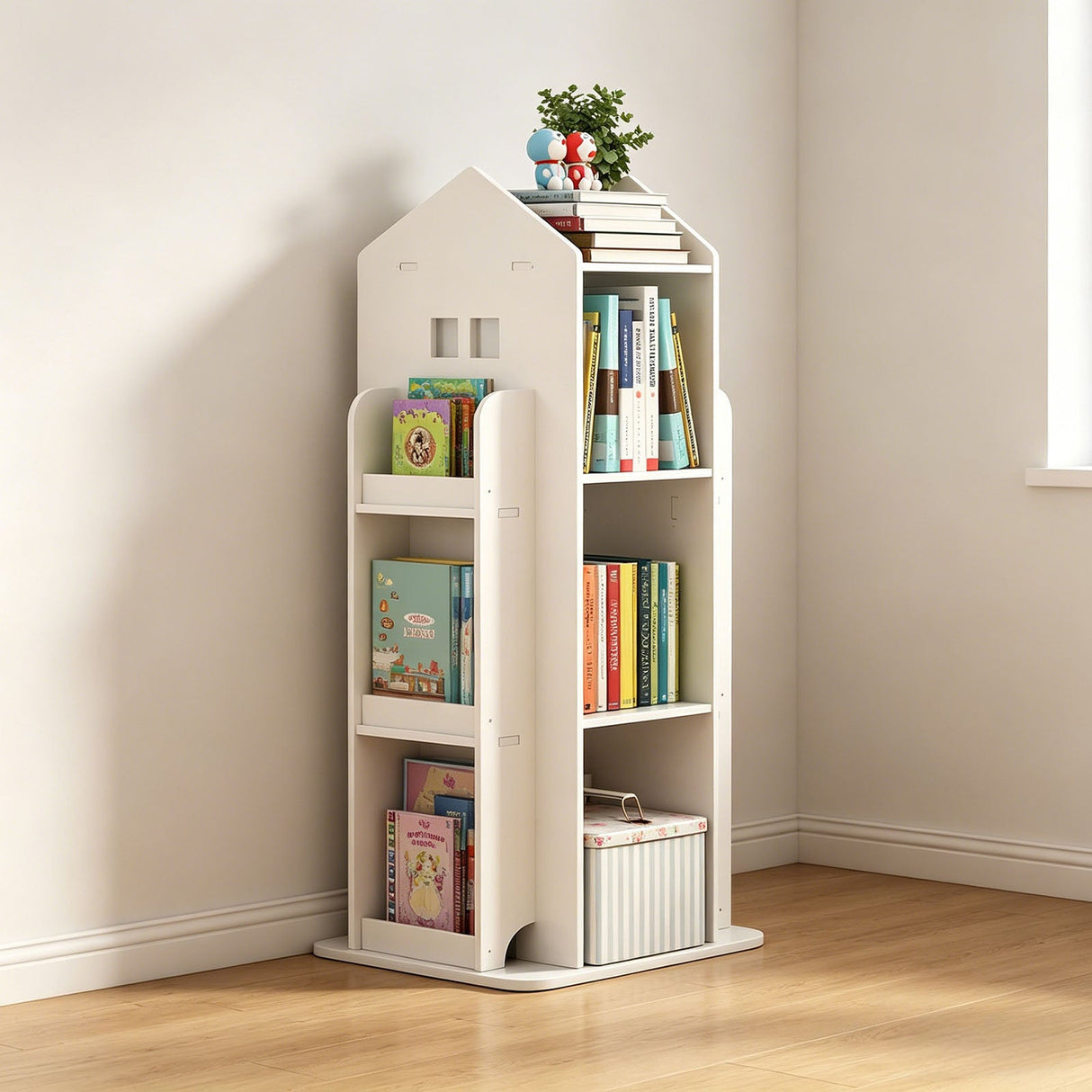 4-Tier Rotating Bookshelf for Bedroom and Living Room