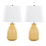Balconee 20" Ceramic Table Lamp with Vase Shaped Base and Textured Pattern, Set of 2