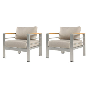 Cora Outdoor Aluminum Club Chair Set with Cushions