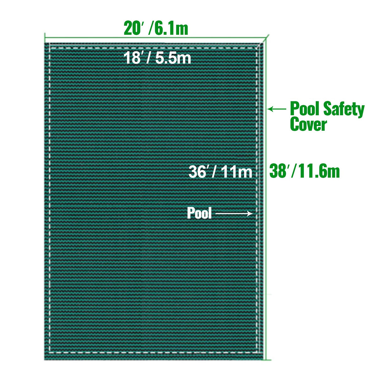 Pool Safety Cover Fits 20 x 38 ft Rectangle Inground Pools