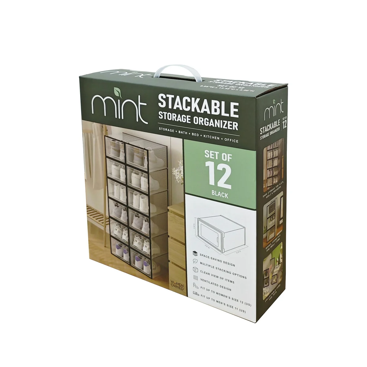 12 Pack of Plastic Stackable Shoe Boxes