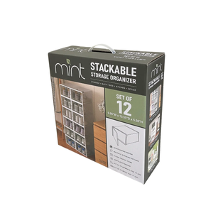 12 Pack of Plastic Stackable Shoe Boxes