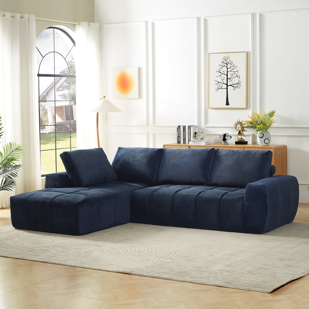 Faux Fur L-Shape Luxury Sectional Oversized Sofa