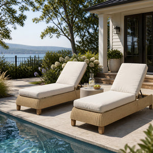 Adjustable Outdoor Wicker Chaise Lounge Chairs Set of 2