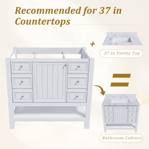 36" Bathroom Vanity With 1 Cabinet And 3 Drawers 1, Storage Solution - White