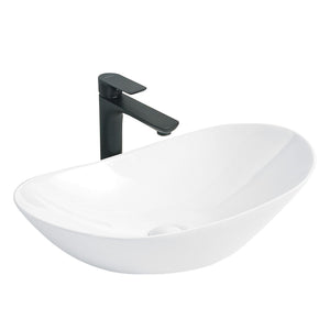 White Oval Ceramic Vessel Sink