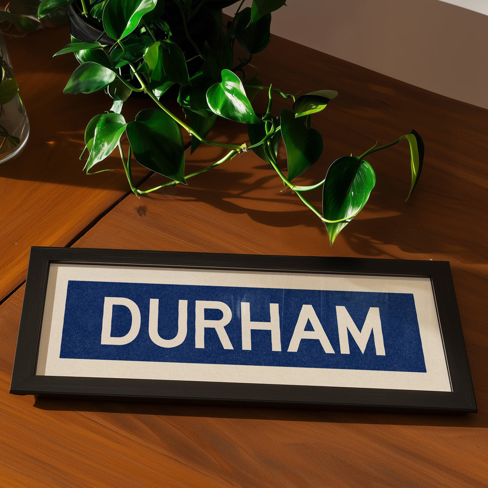 Framed Durham Blue Bus Scroll