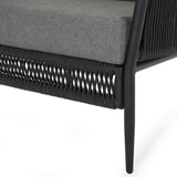 Hanford Modern Club Chair with Woven Rope Design in Grey