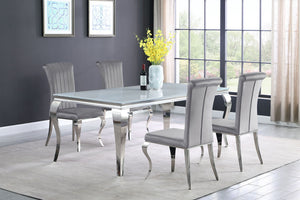 Carone Rectangular 81-inch Glass Top Dining Table White