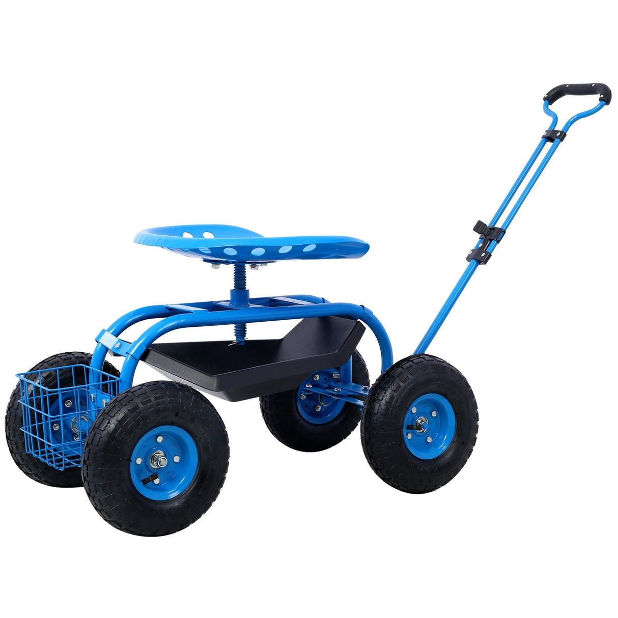 Rolling Garden Scooter Cart With 360° Swivel Seat And Tool Tray