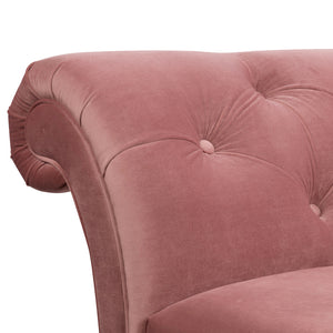 Samuel Tufted Roll Arm Chaise Lounge, Ash Rose Pink Velvet