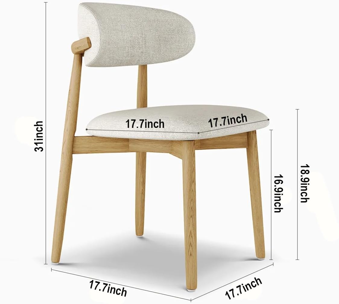 Set of 2 Solid Ash Wood Dining Chairs