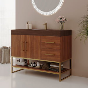 36" Modern Free-Standing Bathroom Vanity with Seamless Ceramic Sink
